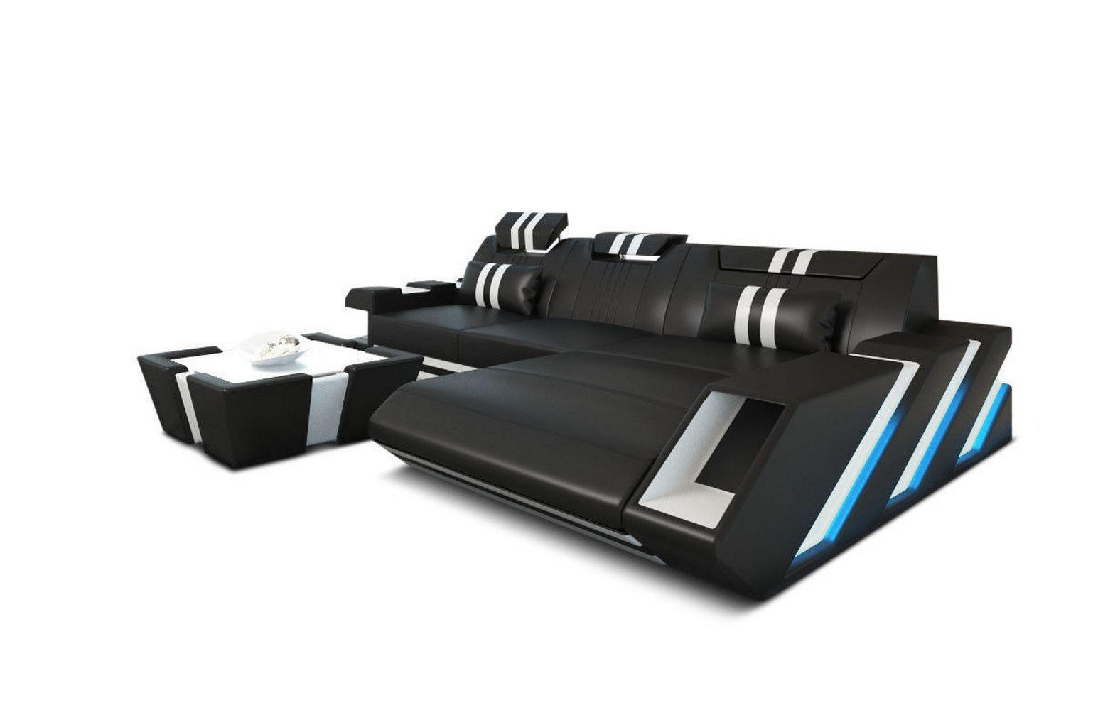 ECKSOFA Apollonia L - Schwarz, Leder (190/295cm) - Sofa Dreams