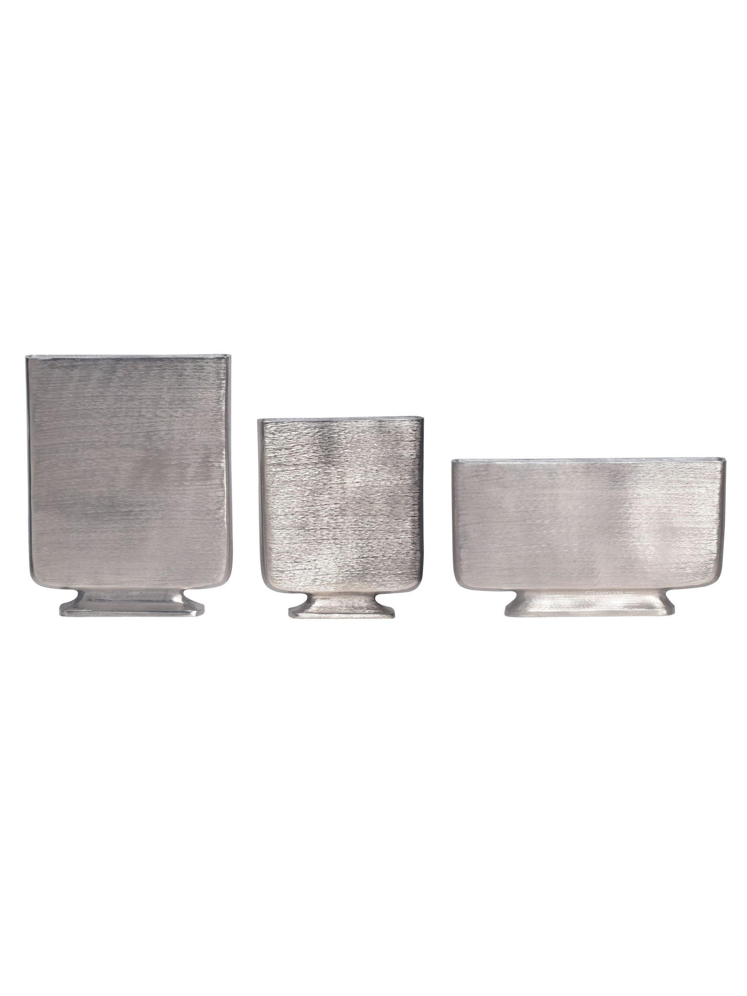 VASEN 3er-Set PORTONOVO, Aluminium, handgefertigt, Silber, 26 x 4 x 33 cm - Silberfarben, Metall (33cm) - KADIMA DESIGN