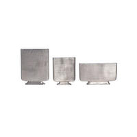 VASEN 3er-Set PORTONOVO, Aluminium, handgefertigt, Silber, 26 x 4 x 33 cm - Silberfarben, Metall (33cm) - KADIMA DESIGN
