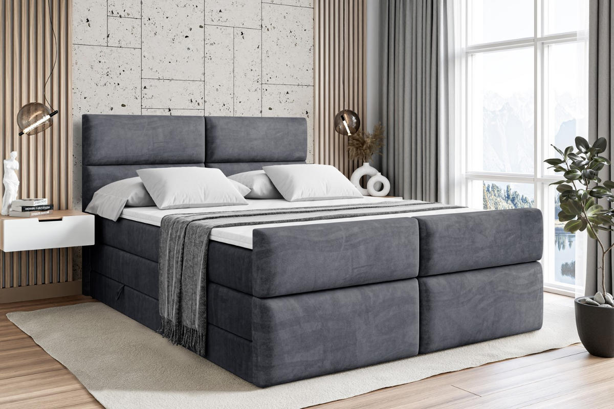 BOXSPRINGBETT BOXI3-Z KING - 120x200 - H3/H4 - Dunkelgrau - Dunkelgrau, Holzwerkstoff (120/200cm) - ALTDECOR