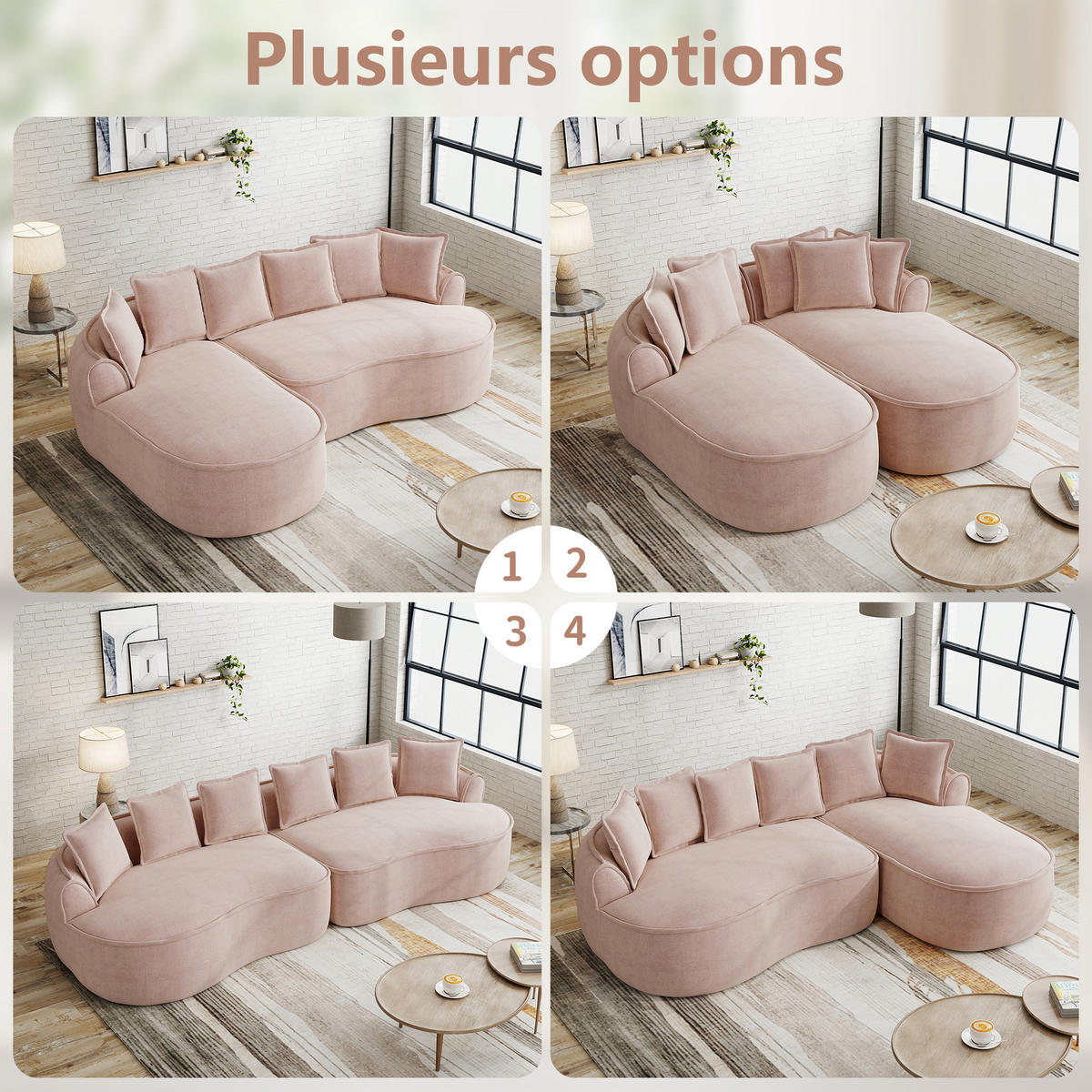 SCHLAFSOFA DE-34260 modular Rosa - Pink, Textil (164/67/184cm) - ComfortXL