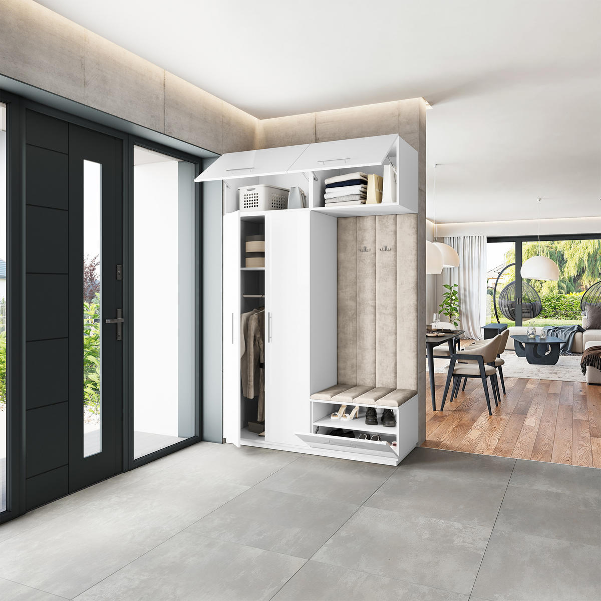 GARDEROBENSCHRANK REMA 150/240/60 cm Modern Weiß - Weiß, Holzwerkstoff (150/240/60cm) - MASSENO