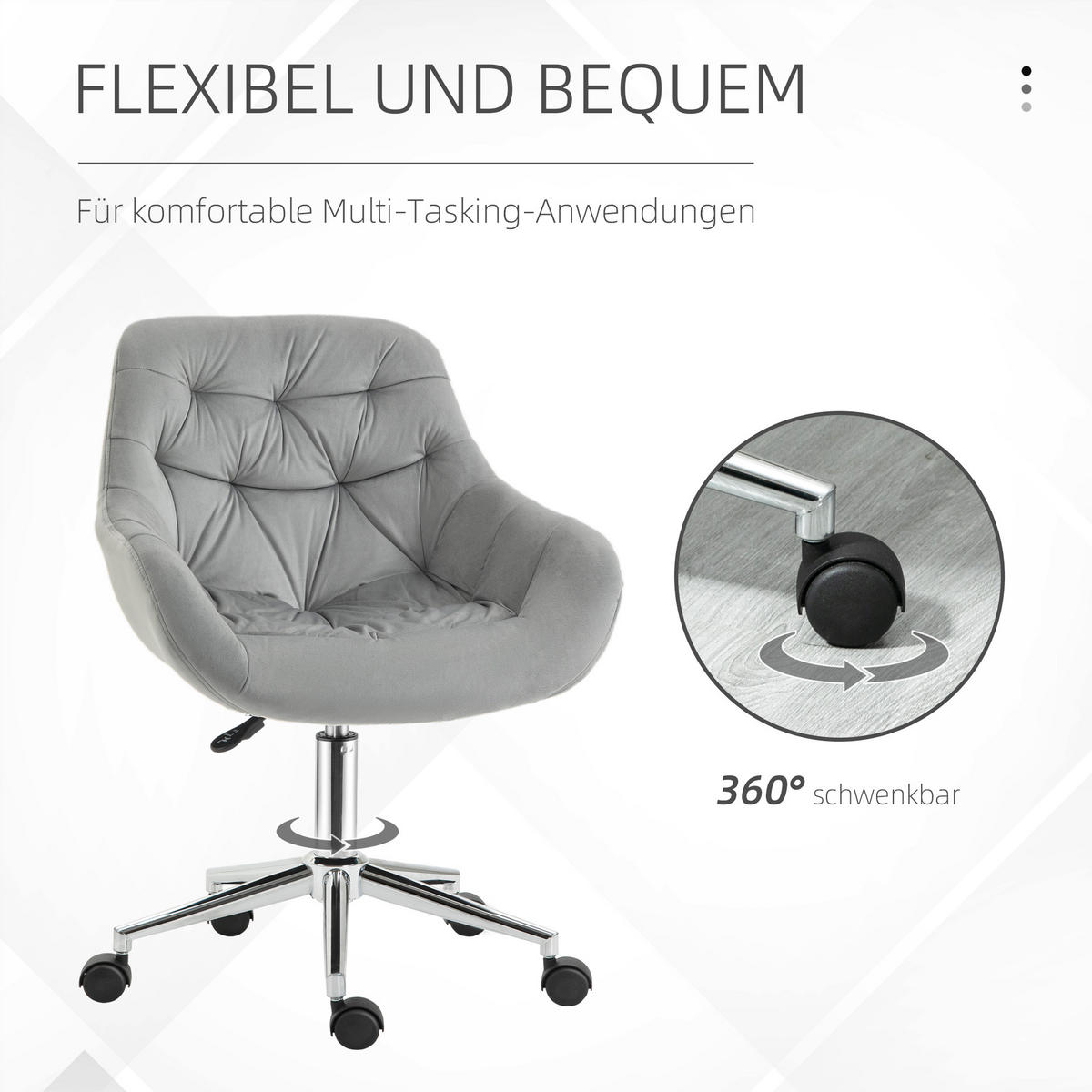 BÜROSTUHL, Chefsessel, Polyester, Grau - Grau, Kunststoff (58/90/59cm) - Vinsetto