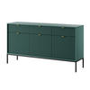 SIDEBOARD Eternas 3T 3S Grün 154/83/39 cm – schwarze Füße, mit geriffelten Fronten - Schwarz/Grün, Holzwerkstoff (154/83/39cm) - AX Living