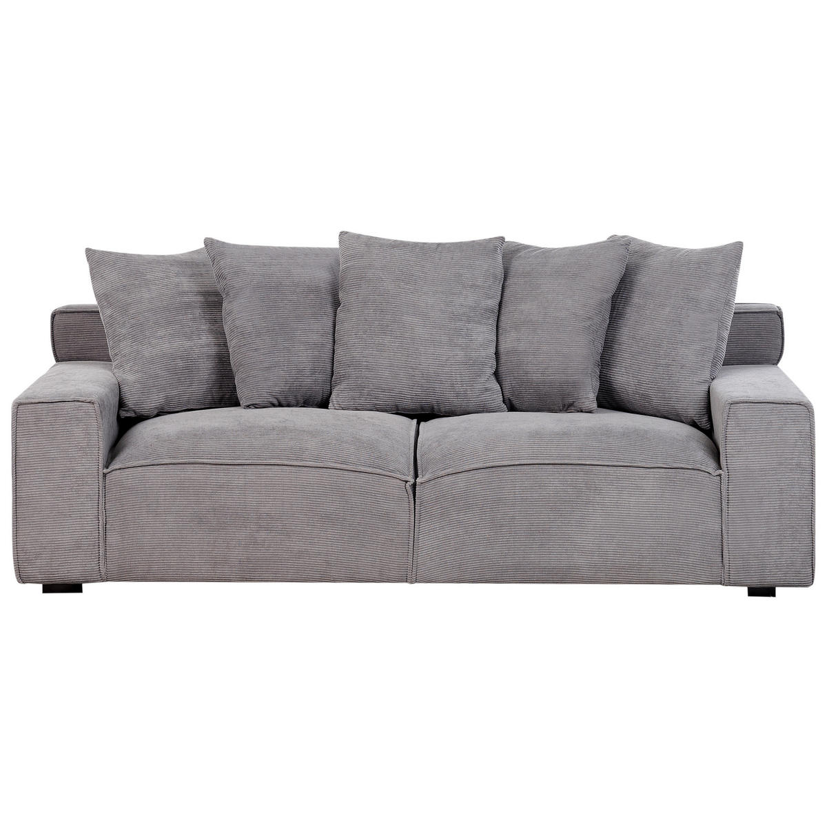 3-SITZER-SOFA Cord Dunkelgrau Viskan - Dunkelgrau, Textil (200/67/82cm) - Beliani