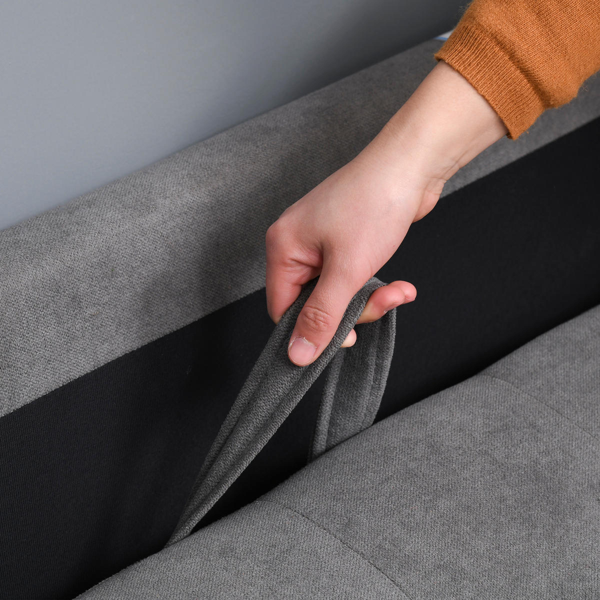 2-SITZER Sofa Stoffsofa Doppelsofa abnehmbar mit Kissen Gummiholz Baumwoll Grau - Naturfarben/Grau, Holz/Textil (62/78/117cm) - HOMCOM