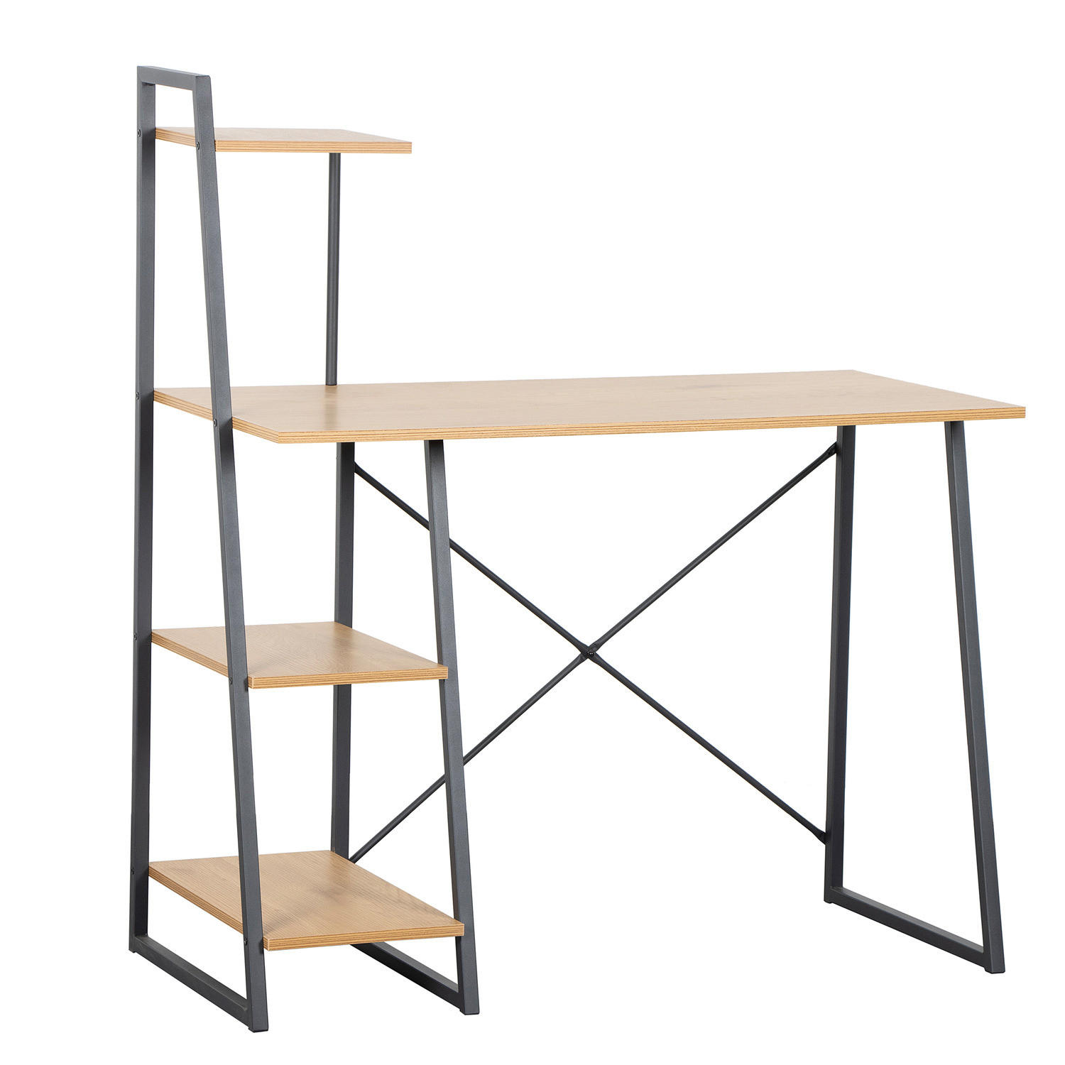 SCHREIBTISCH - Eiche Dekor - Eichefarben/Schwarz, Holzwerkstoff/Metall (50/105/117cm) - home24