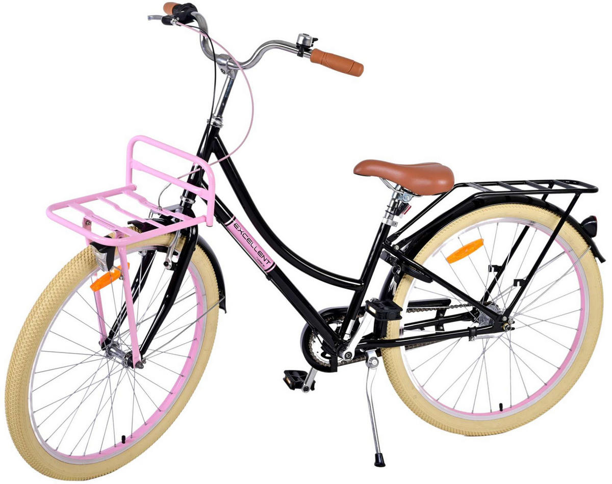 KINDERFAHRRAD Excellent - Mädchen - 26 Zoll - 3 Gänge - Rücktritt + Handbremse - Schwarz - Schwarz, Metall (77cm) - TPFSports