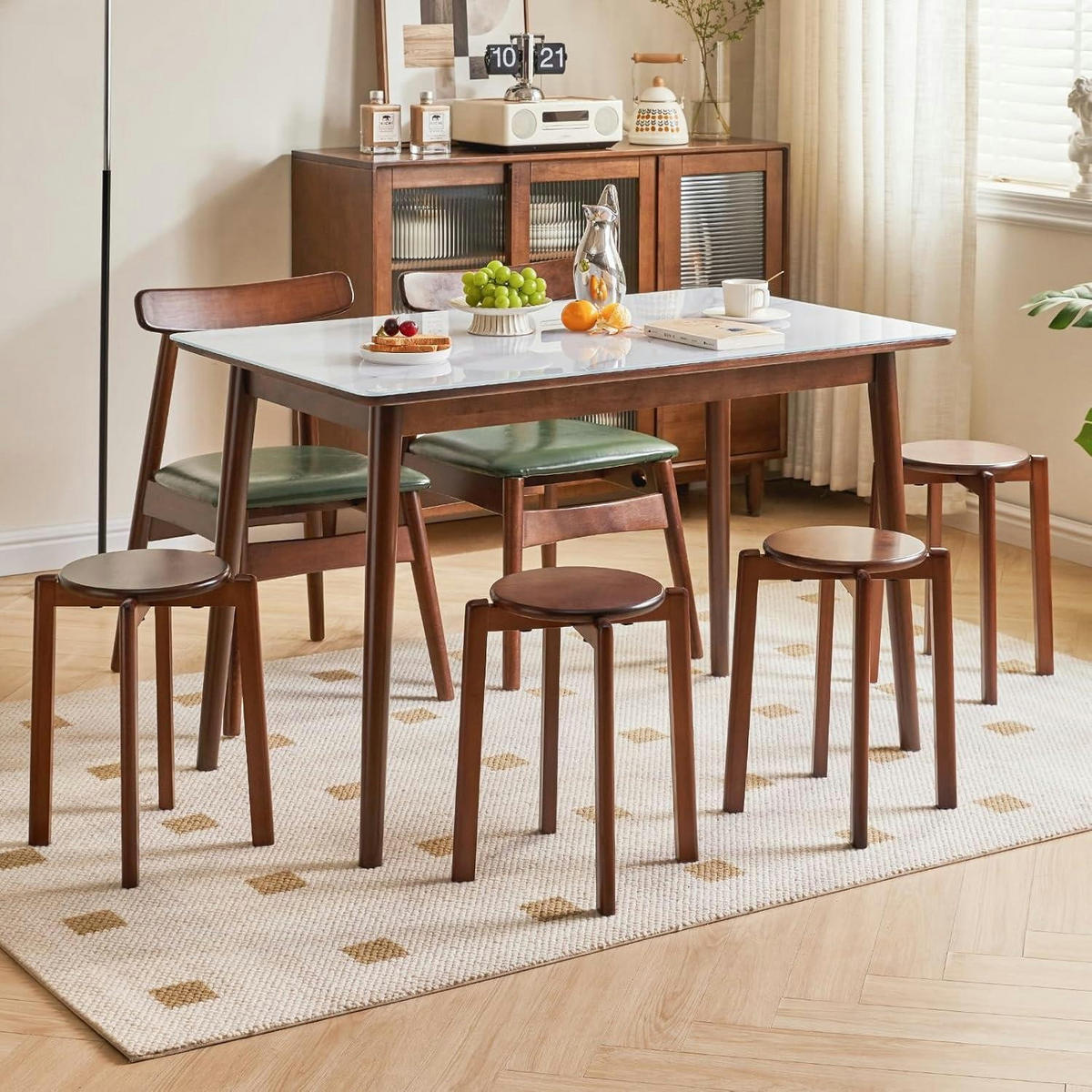 BARHOCKER 4er-Set Massivholz Walnussbraun 27 x 27 x 45 cm - Braun, Holz (27/45/27cm)