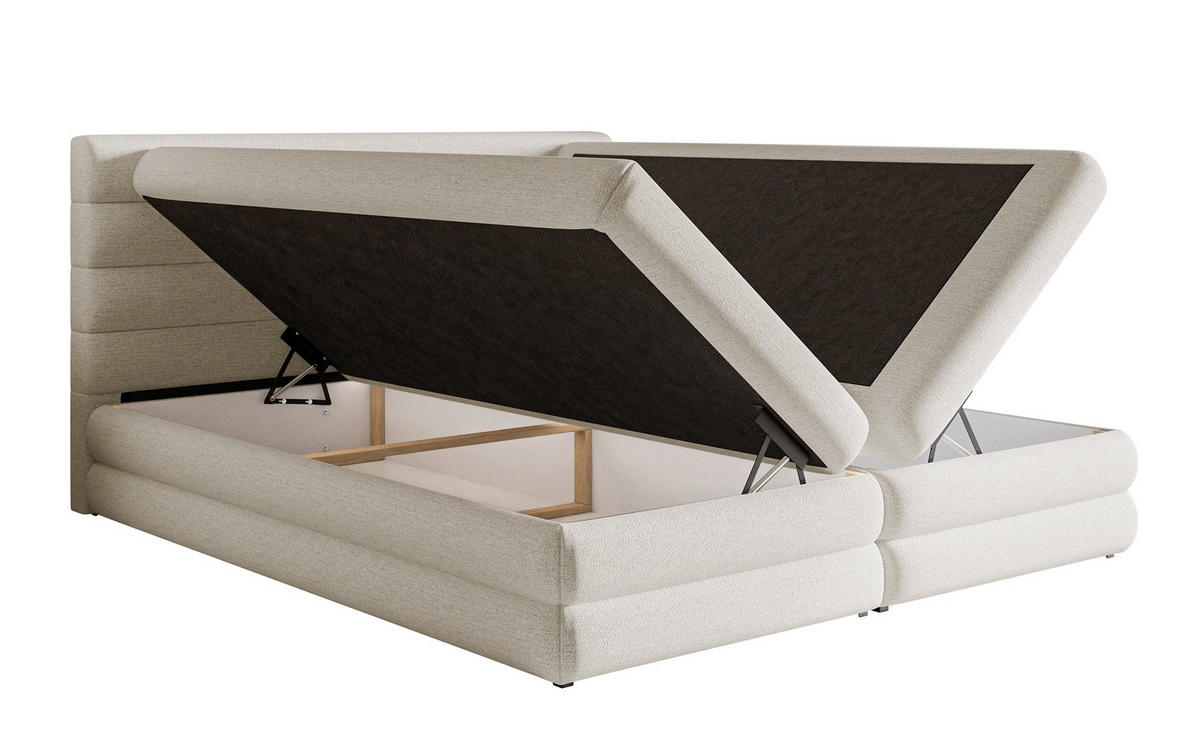 BOXBETT Alegre Hellbeige Chenille 140/200 cm - Beige/Schwarz, Kunststoff/Textil (140/200cm) - Selsey