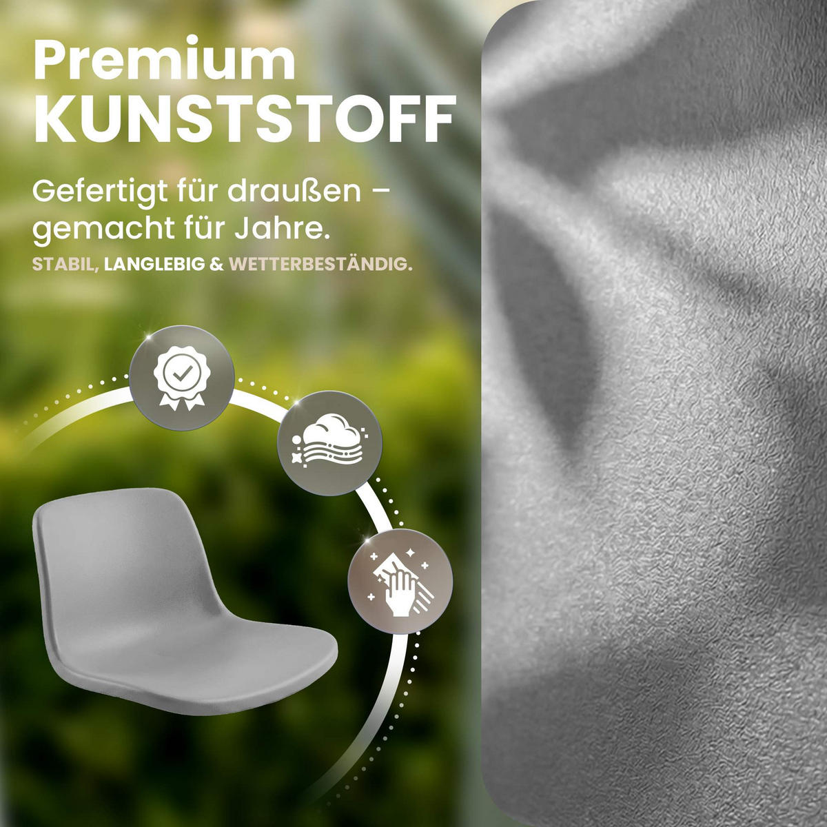 STUHL Kunststoff Hellgrau - Hellgrau, Kunststoff/Metall (58/80/54cm) - CLP