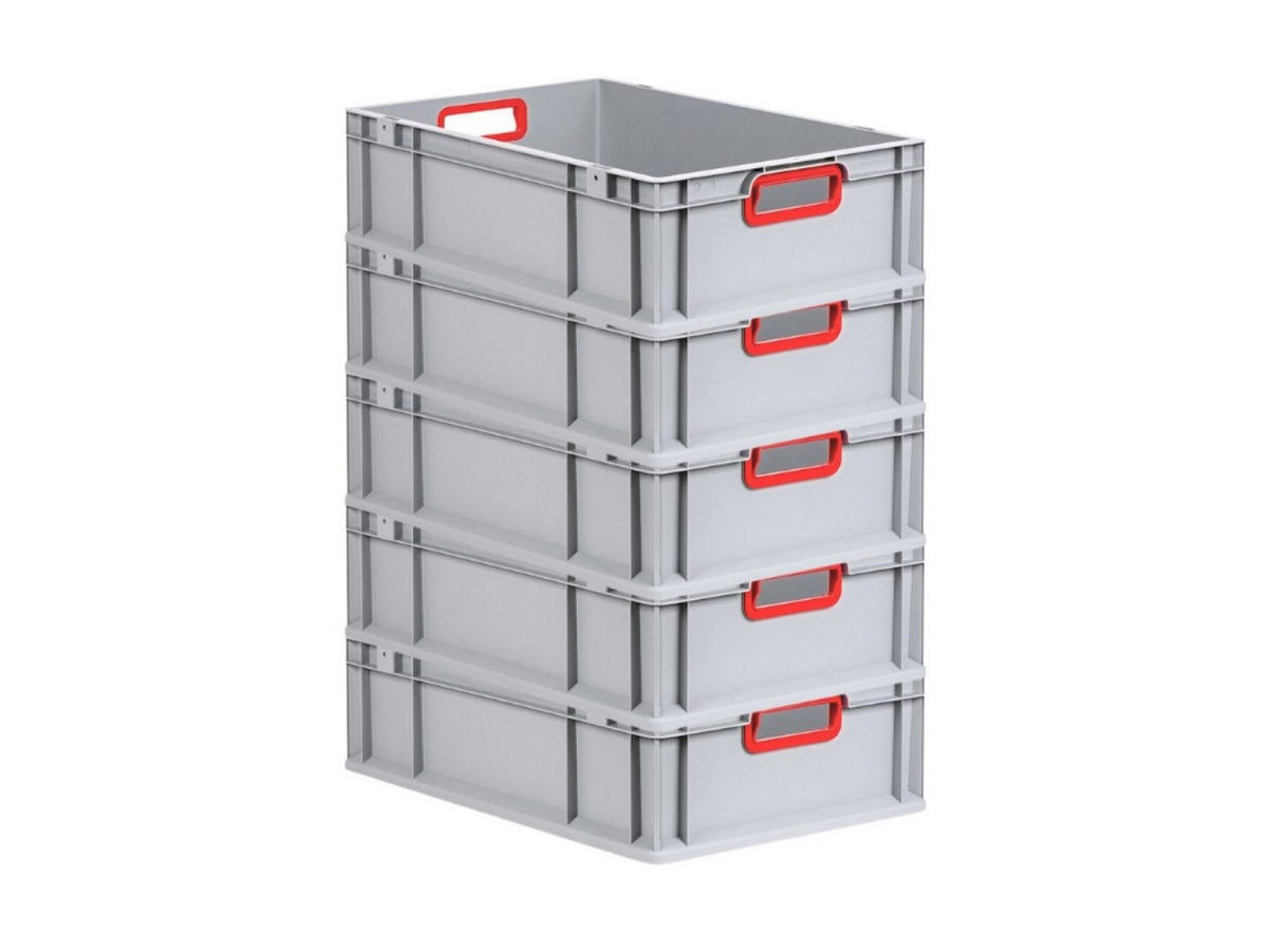 EUROBOX 5x Nextgen Color 17x40x60cm 34 Liter Griffe Rot Offen - Rot, Kunststoff (40/17/60cm) - PROREGAL