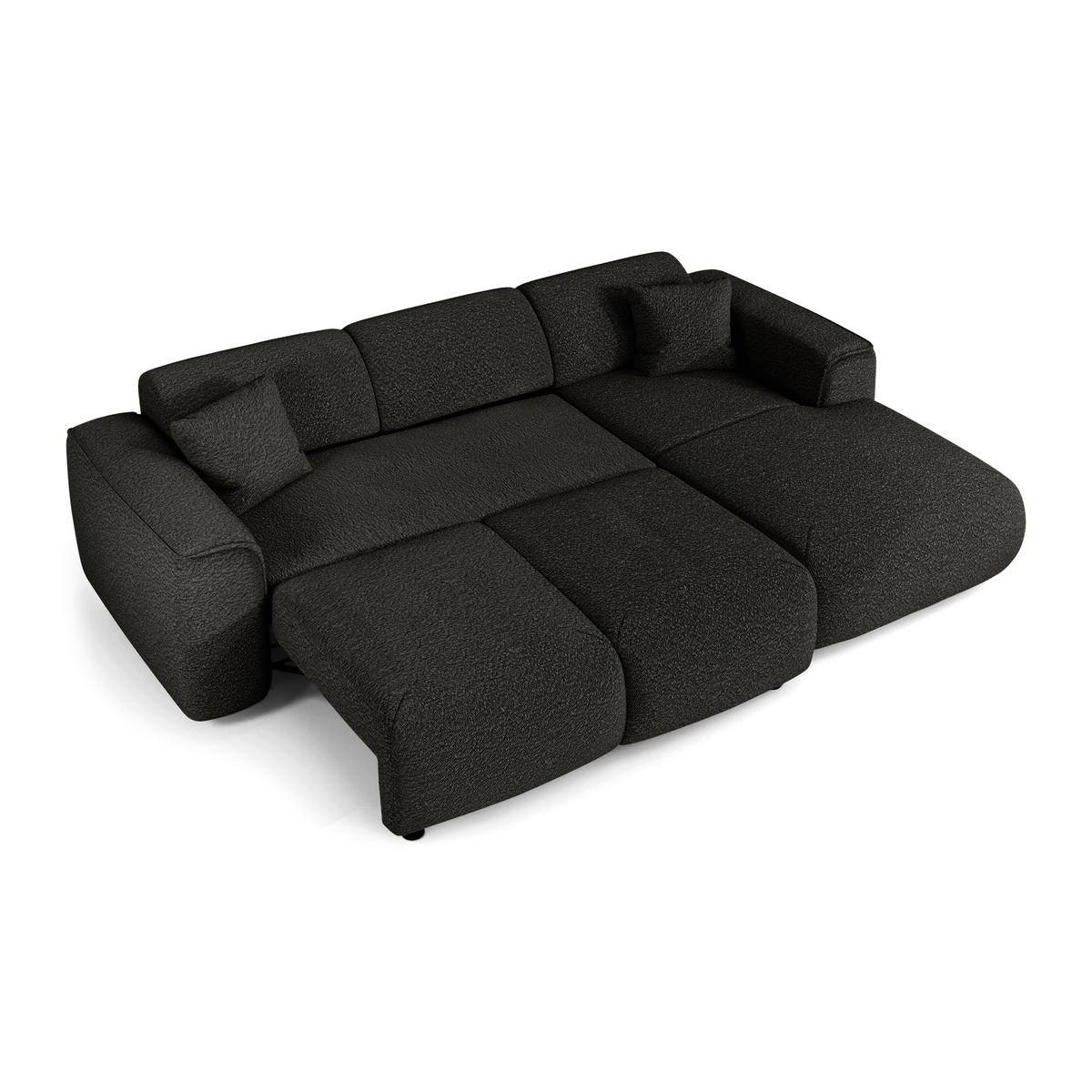 ECKSCHLAFSOFA Bouclé-Stoff Schwarz 283cm - Schwarz, Textil (283/180cm) - Sia Home
