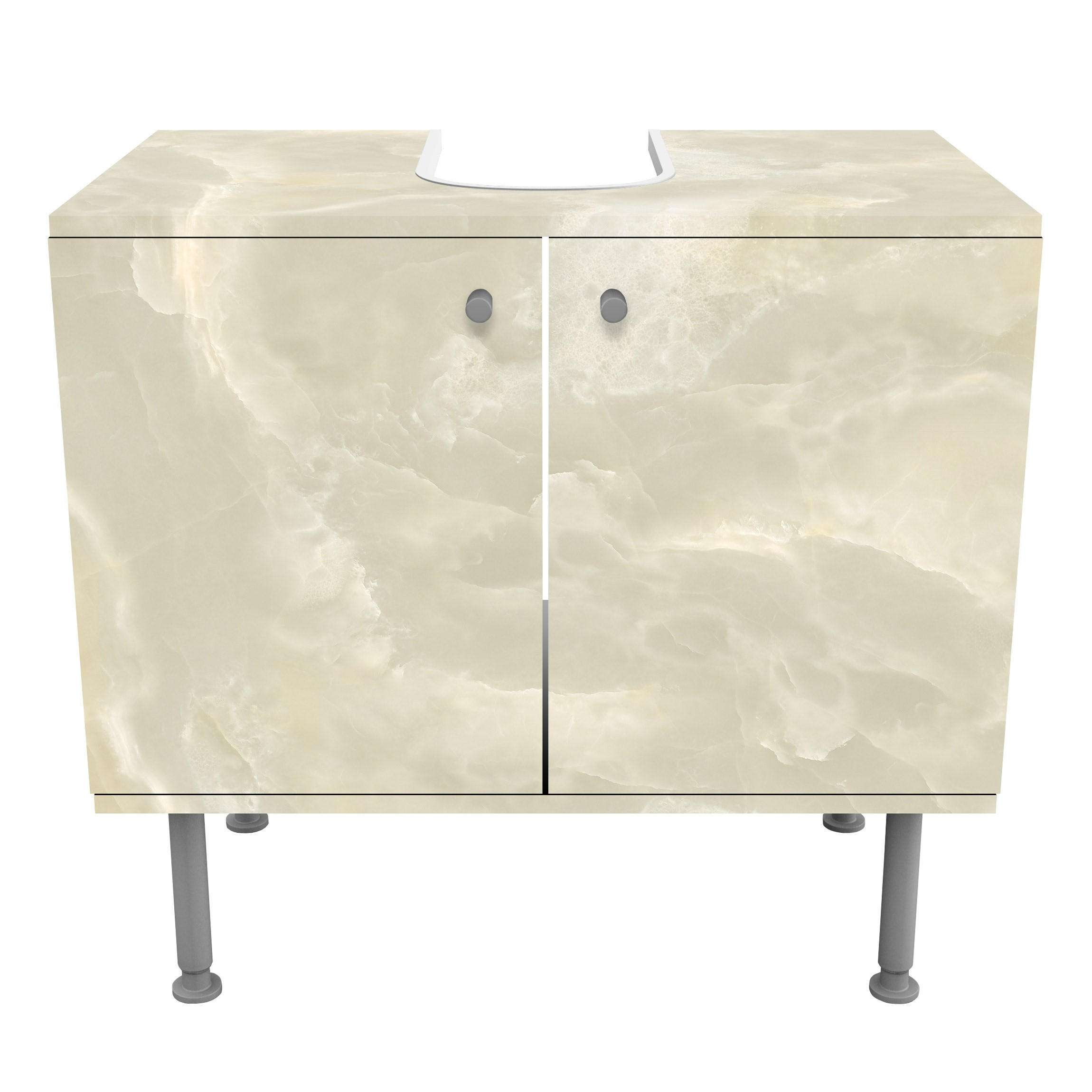 WASCHBECKENUNTERSCHRANK Onyx Marmor Creme 60/55/35 cm - Beige, Holzwerkstoff (60/55/35cm) - Bilderwelten