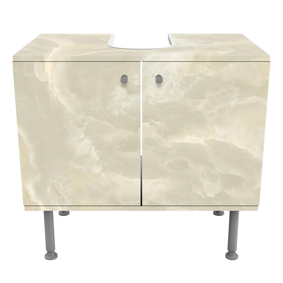 WASCHBECKENUNTERSCHRANK Onyx Marmor Creme 60/55/35 cm - Beige, Holzwerkstoff (60/55/35cm) - Bilderwelten