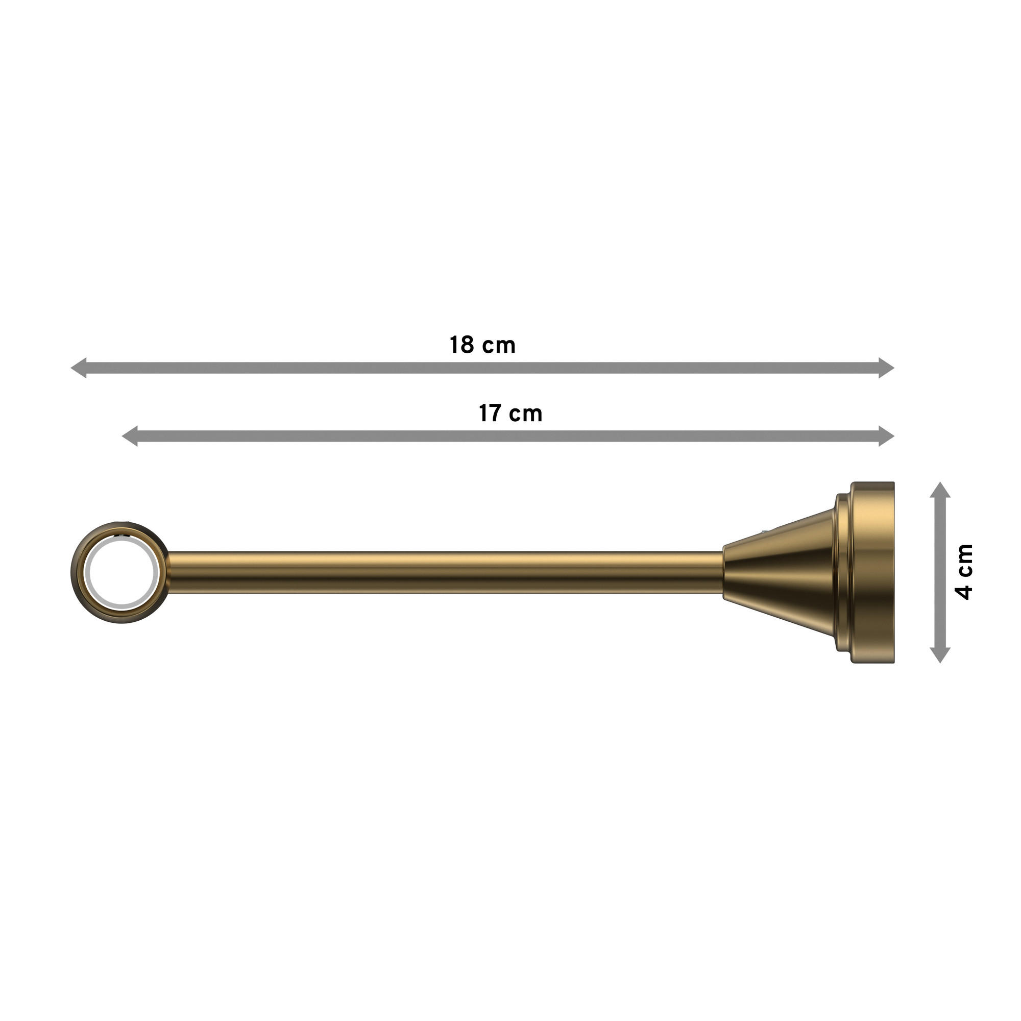 GARDINENSTANGE Primus Lucan 320 cm (geteilt in 2 x 160 cm), 1-läufig (ohne Ringe), 16 mm Ø Messing Antik - Messingfarben/Bronzefarben, Metall (320cm) - INTERDECO