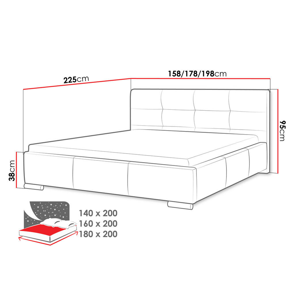 Thumbnail - Mirjan24 Polsterbett, Rot, Holz, 140x200 cm, Schlafzimmer, Betten, Polsterbetten