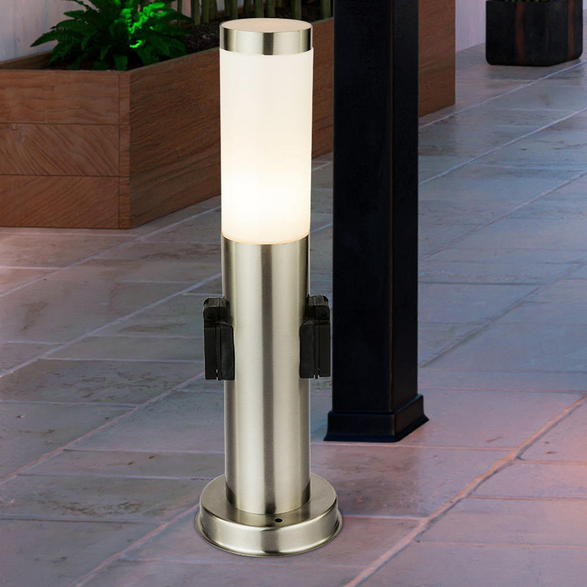 LED STEHLAMPE Edelstahl Silber - Silberfarben, Kunststoff/Metall (7.6/7.6/45cm) - Globo Lighting
