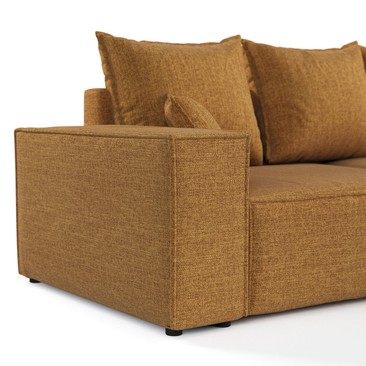 ROHOVÁ SEDAČKA SENSO, textil, Medově žlutá - černá/med, dřevo/kompozitní dřevo (255/148cm) - AltaBeds