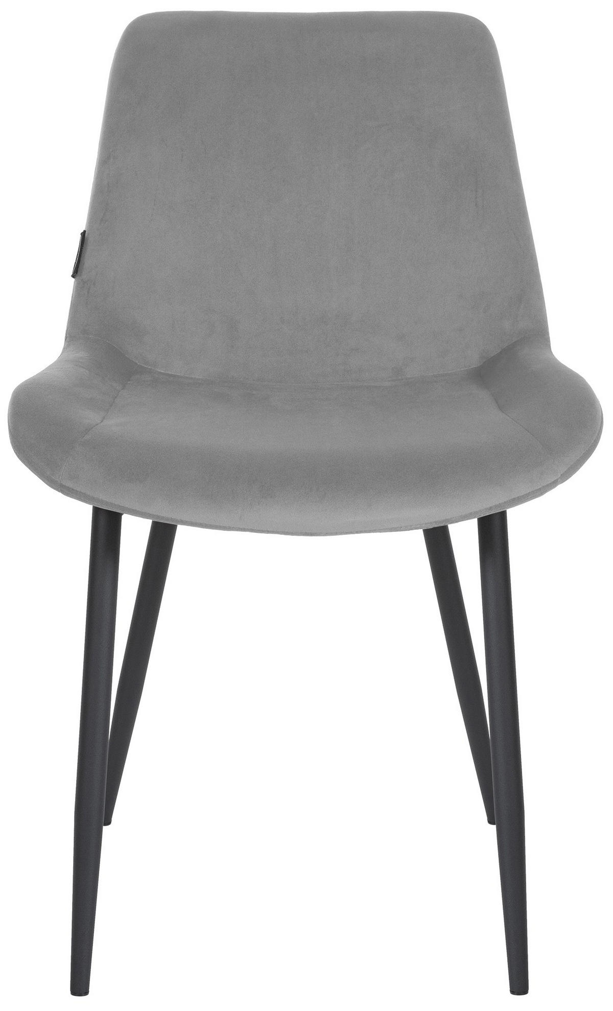 STUHL Samt grau - Schwarz/Grau, Textil/Metall (51/80/60cm) - CLP