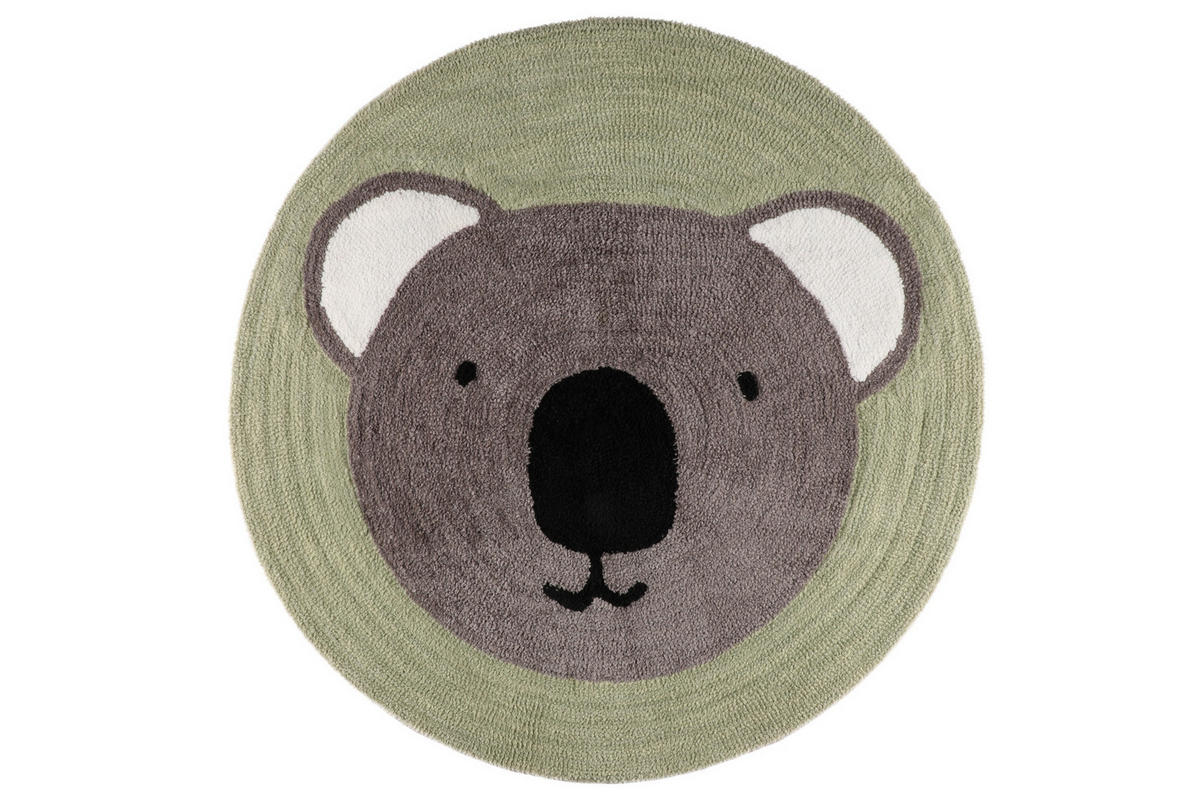 KINDERZIMMERTEPPICH Koala Ø 100 cm - Grün, Textil (100/100cm)
