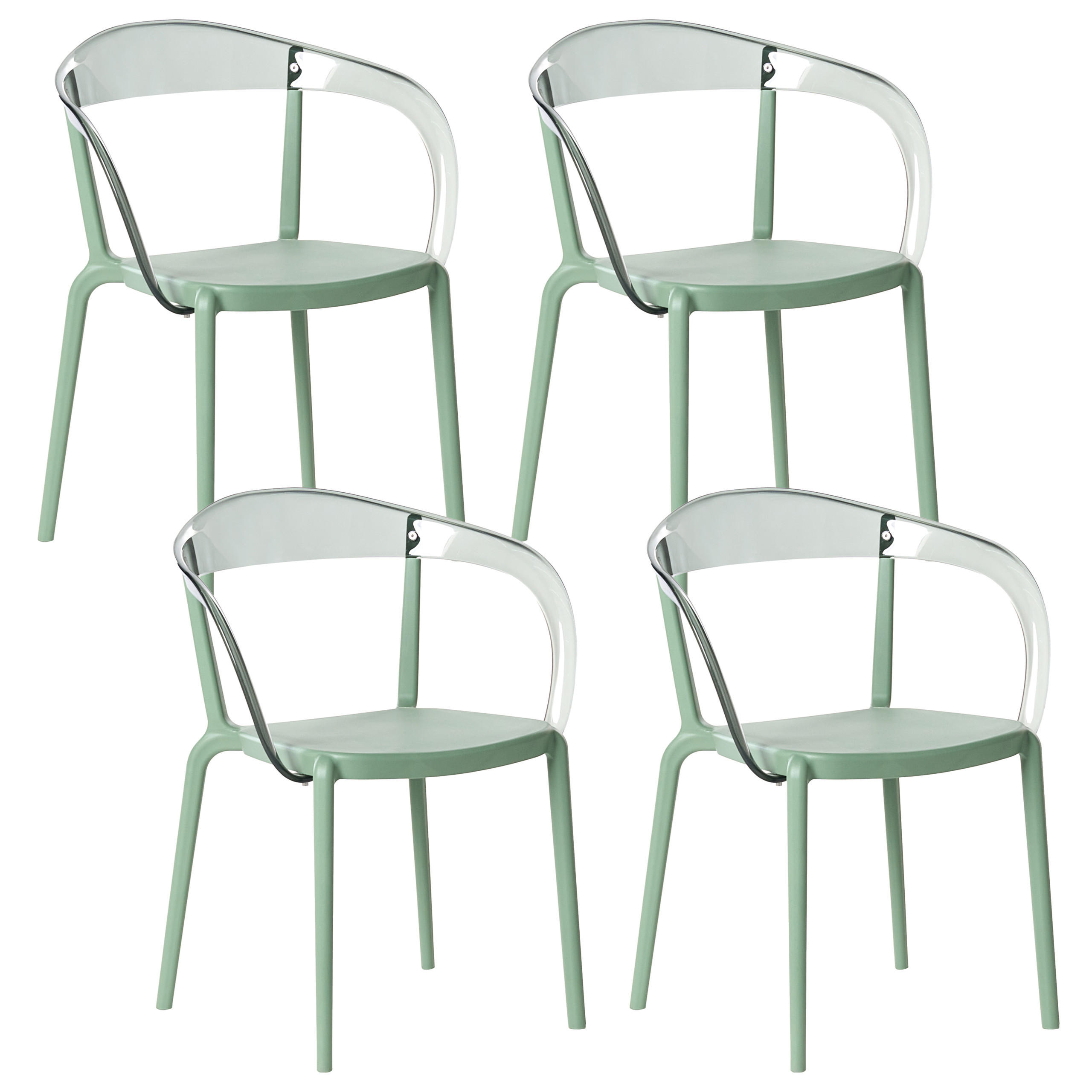 GARTENSTUHL 4er-Set stapelbar Grün Malevizi - Grün, Kunststoff (45/77/45cm) - Beliani