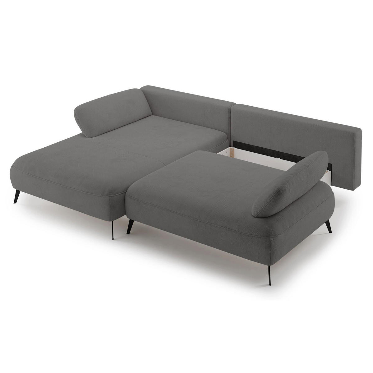 ECKSOFA Avolla Grau links - Schwarz/Grau, Textil/Metall (284/186cm) - Selsey