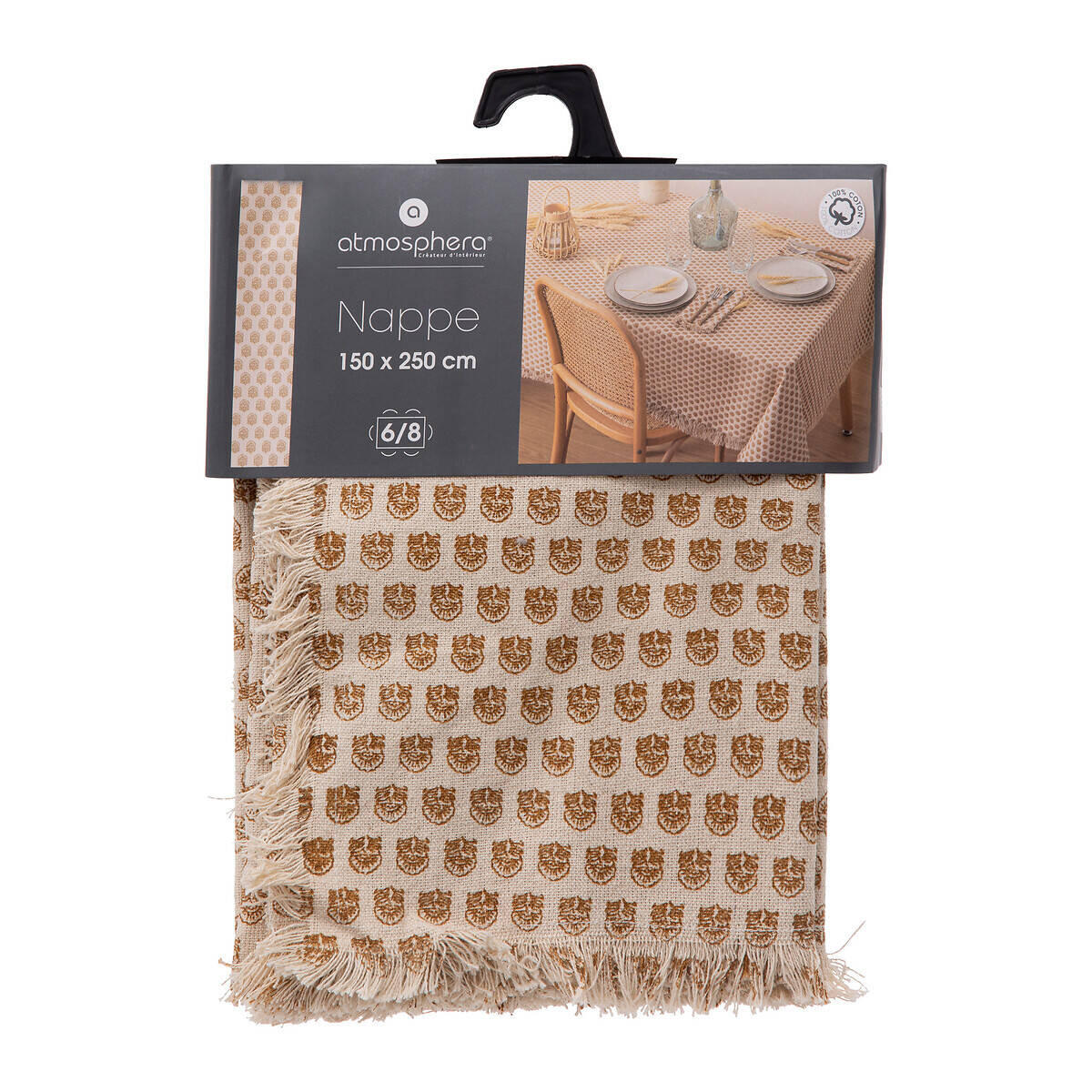TISCHDECKE Indie Baumwolle 150/250 cm - Beige, Naturmaterialien (150/250cm) - Atmosphera Createur d´interieur