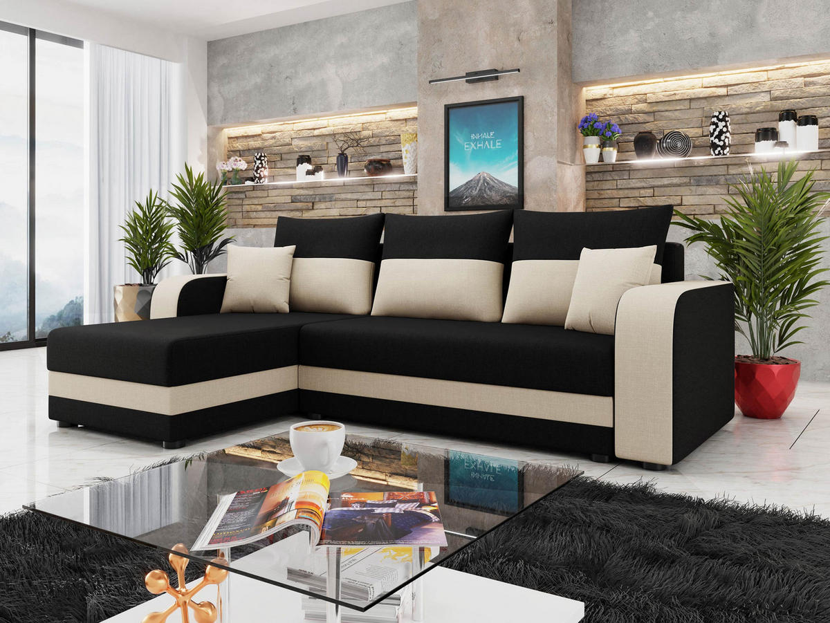 ECKSOFA Hewlet Bis - Schwarz, Holz/Kunststoff (237/139cm) - MIRJAN24