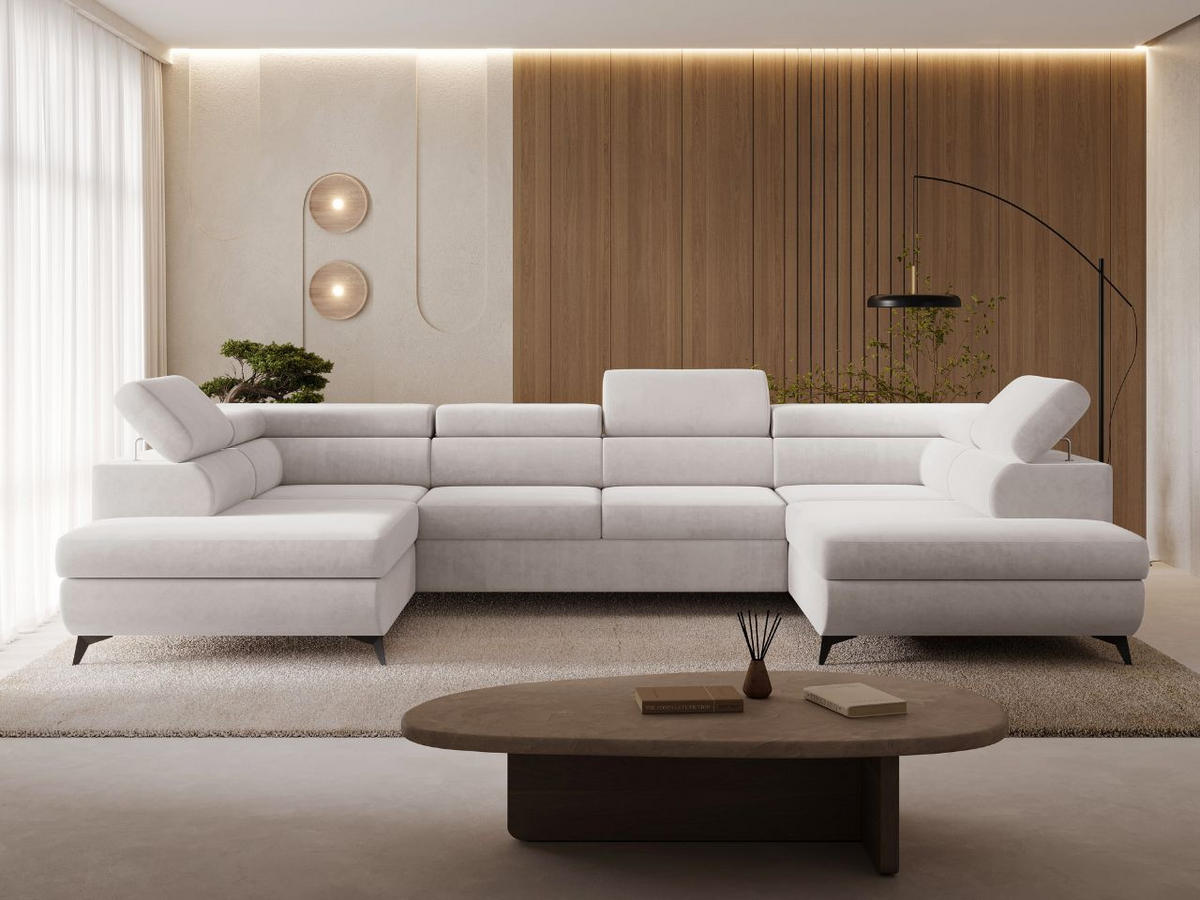 ECKSOFA Argon U Grau - Schwarz/Grau, Holz/Textil (322/190cm) - Graingold