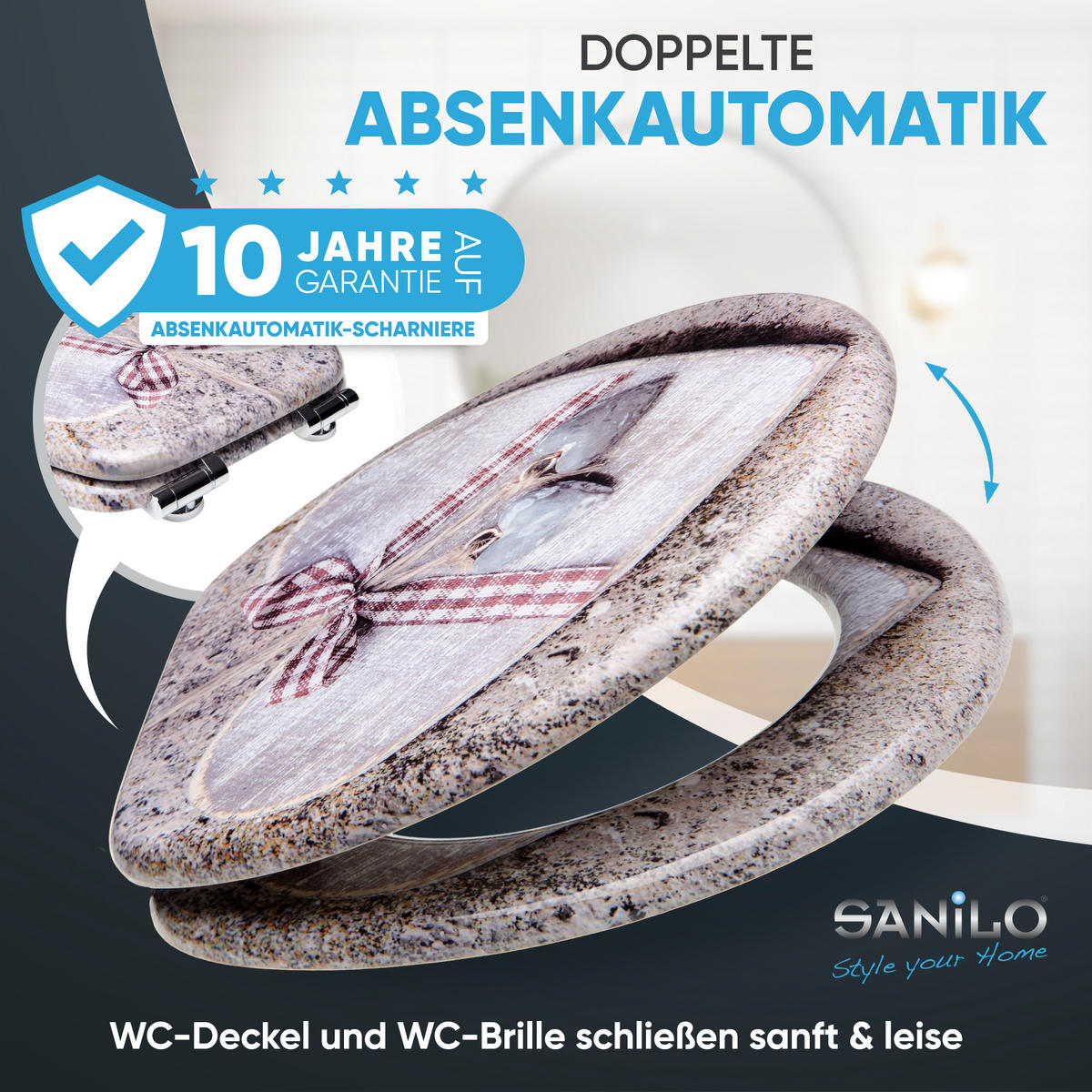 WC-SITZ mit Absenkautomatik Bavaria - Braun, Holzwerkstoff (38/6/47cm) - Sanilo