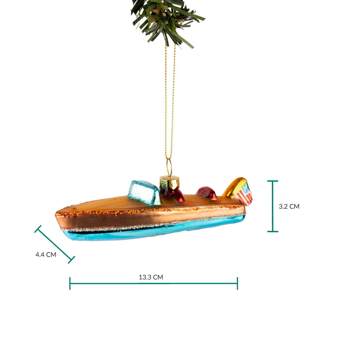 WEIHNACHTSKUGEL Riva Boot 13 cm - Bronzefarben, Glas (5/4/1cm)