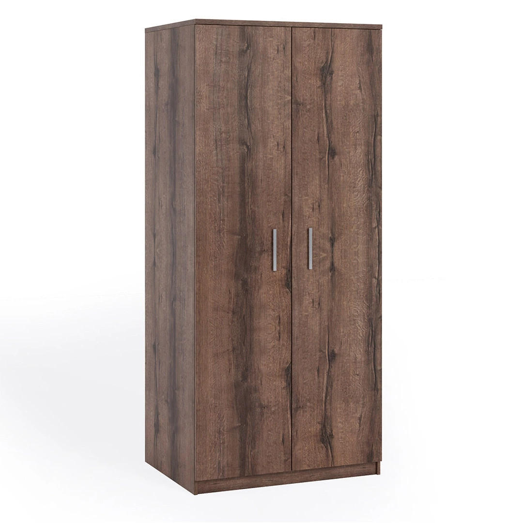 KLEIDERSCHRANK Tamiza 2-türig 90 cm breite - Silberfarben/Braun, Holzwerkstoff/Kunststoff (90/202/65cm) - Ravio