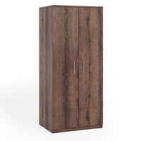 KLEIDERSCHRANK Tamiza 2-türig 90 cm breite - Silberfarben/Braun, Holzwerkstoff/Kunststoff (90/202/65cm) - Ravio