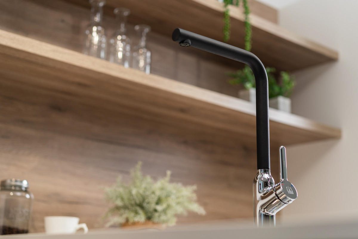 KÜCHENARMATUR, Verchromt und Schwarz Granit, 360° schwenkbar - Chromfarben, Metall (20/39.5/20cm) - VIZIO