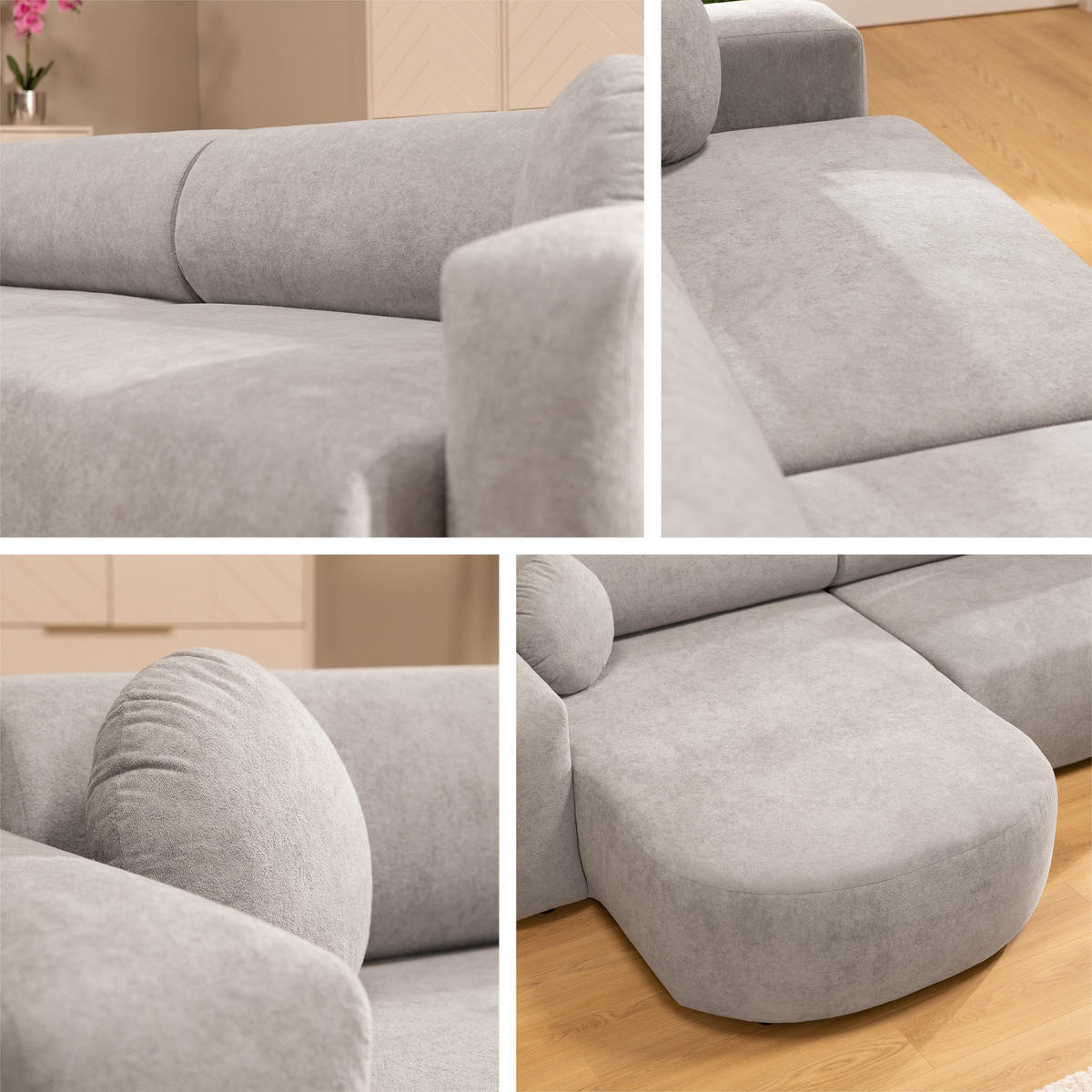 ECKSOFA Nicelo - Schwarz/Grau, Holz/Textil (252/150cm) - MIRJAN24