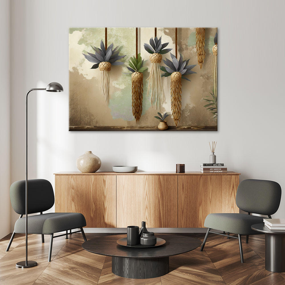 LEINWANDBILD Hängende Boho-Pflanzen 100x70cm - Grün, Textil (100/70cm) - Feeby