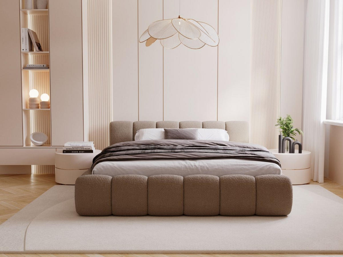 POLSTERBETT Cloud Low 200x200 Bouclé-Stoff Braun - Braun, Textil (200/200cm) - Graingold