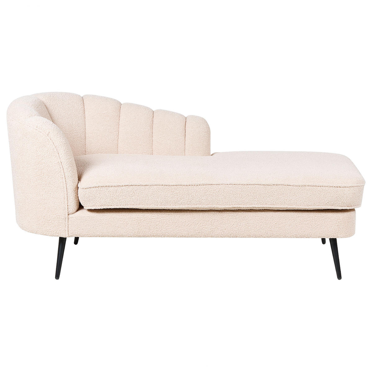 CHAISELONGUE Bouclé hellbeige linksseitig Allier - Beige/Schwarz, Textil (150/75/76cm) - Beliani