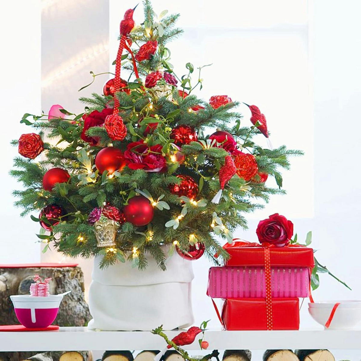 WEIHNACHTSKUGELN 36-teiliges Set Kunststoff Rot 4 cm - Rot, Kunststoff (4/4/4cm)