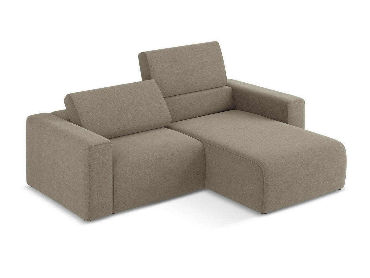 ECKSOFA Rechts Strukturstoff Stoff Beige - Beige/Schwarz, Kunststoff/Textil (224/167cm) - Makamii