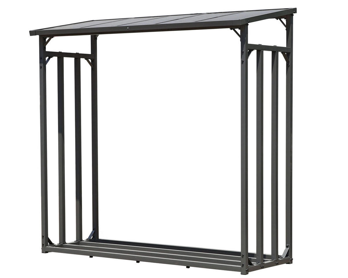 KAMINHOLZREGAL Außen 2 Stück 185x70x185 cm Metall Anthrazit mit Wetterschutz 4,6 m³ / 7 SRM - Anthrazit/Schwarz, Metall (185/185/70cm) - QUICK STAR