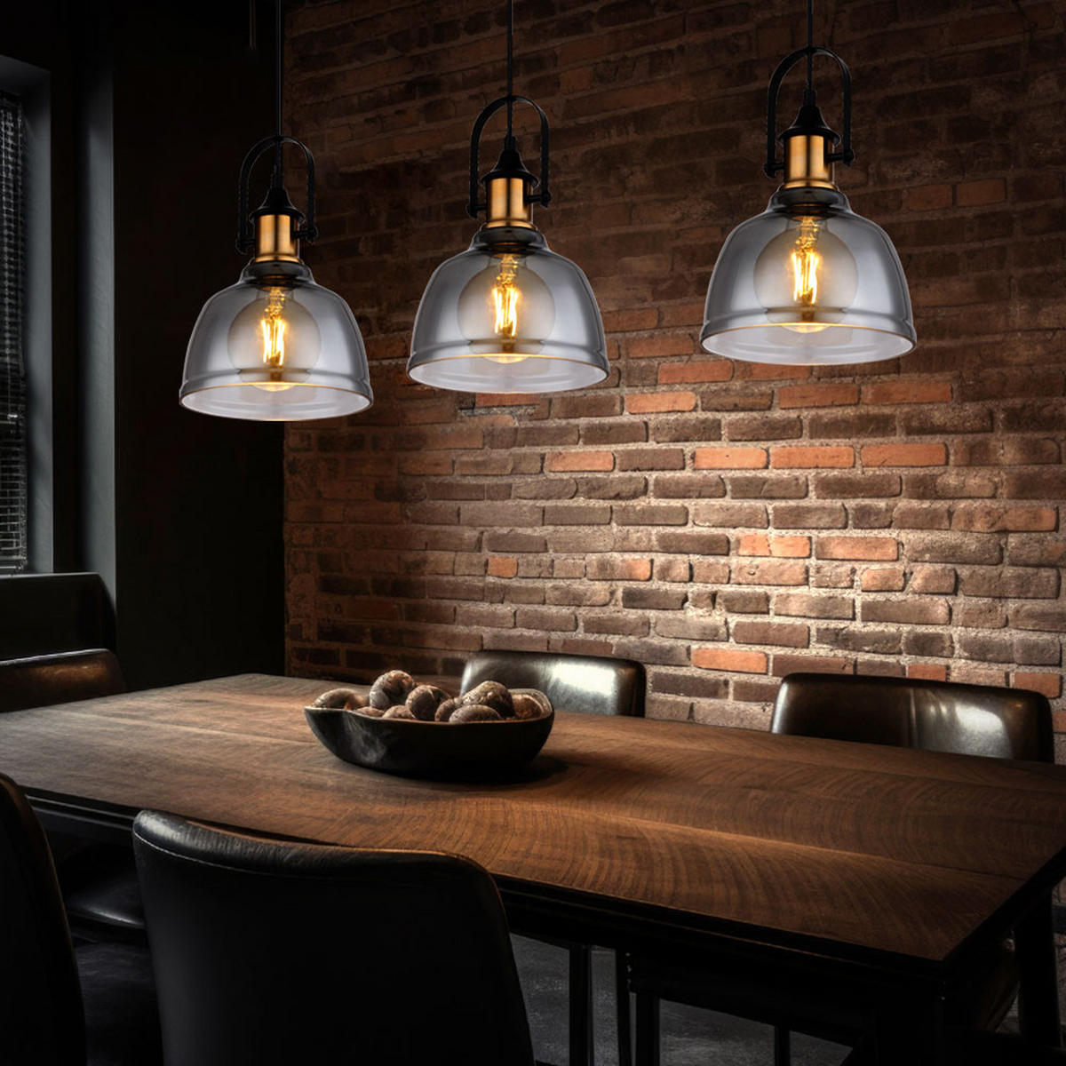 LED HÄNGELEUCHTE DOROTHEA Messing Grau - Grau, Glas (83.5/20/120cm) - Globo Lighting