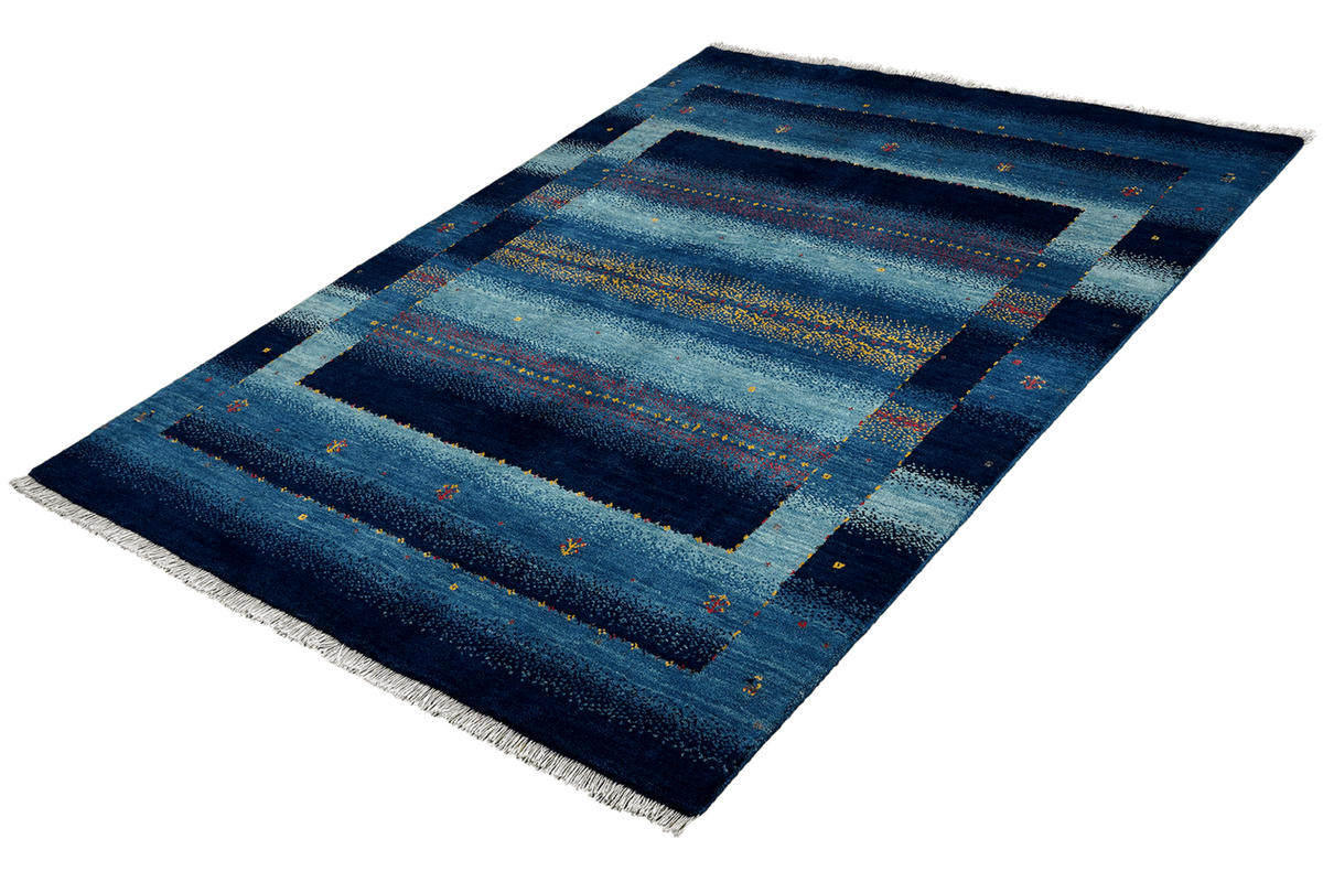 GABBEH-TEPPICH handgeknüpft Rizbaf Blau 204/149 cm Schurwolle - Blau, Textil (149/204cm) - Looma