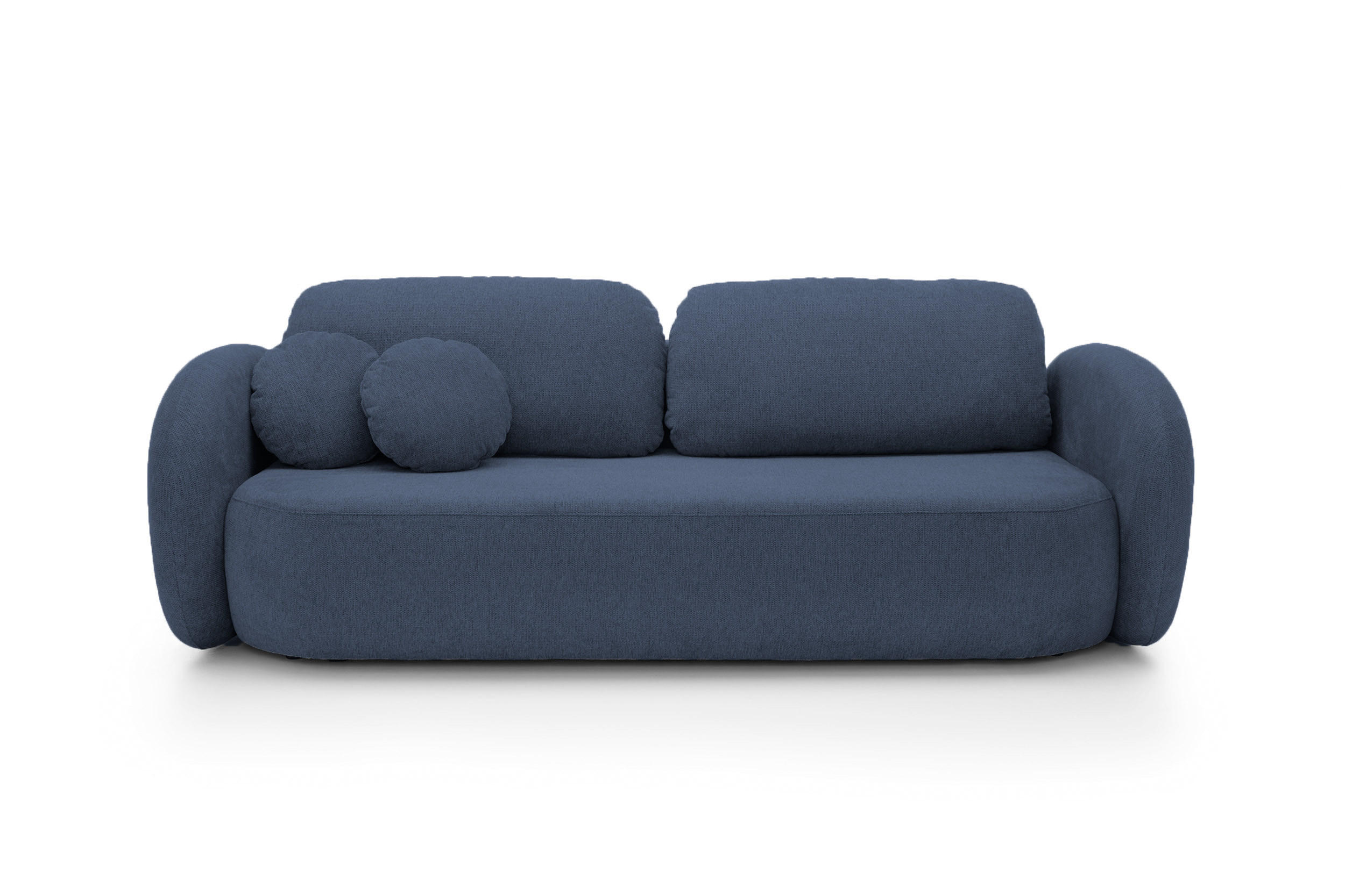 SOFA OLIO Mit Schlaffunktion Und Bettkasten, Bonell-Taschenfederung, Aragon-Stoff, lose Rückenkissen, freistehend, 238x101x86 cm Blue - Blau, Holz/Textil (238/86/101cm) - DomoHome