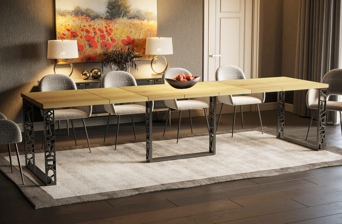 ESSTISCH Borys Max ausziehbar bis 250cm - Eichefarben, Holzwerkstoff (130/85/76cm) - Endo-Moebel