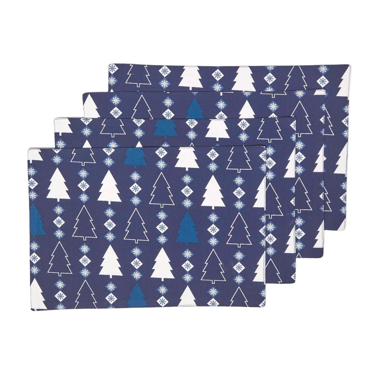 TISCHSET Winterland 4er-Set, blaue Platzsets Weihnachten 30/45 cm - Blau, Textil (30/45cm) - Homescapes