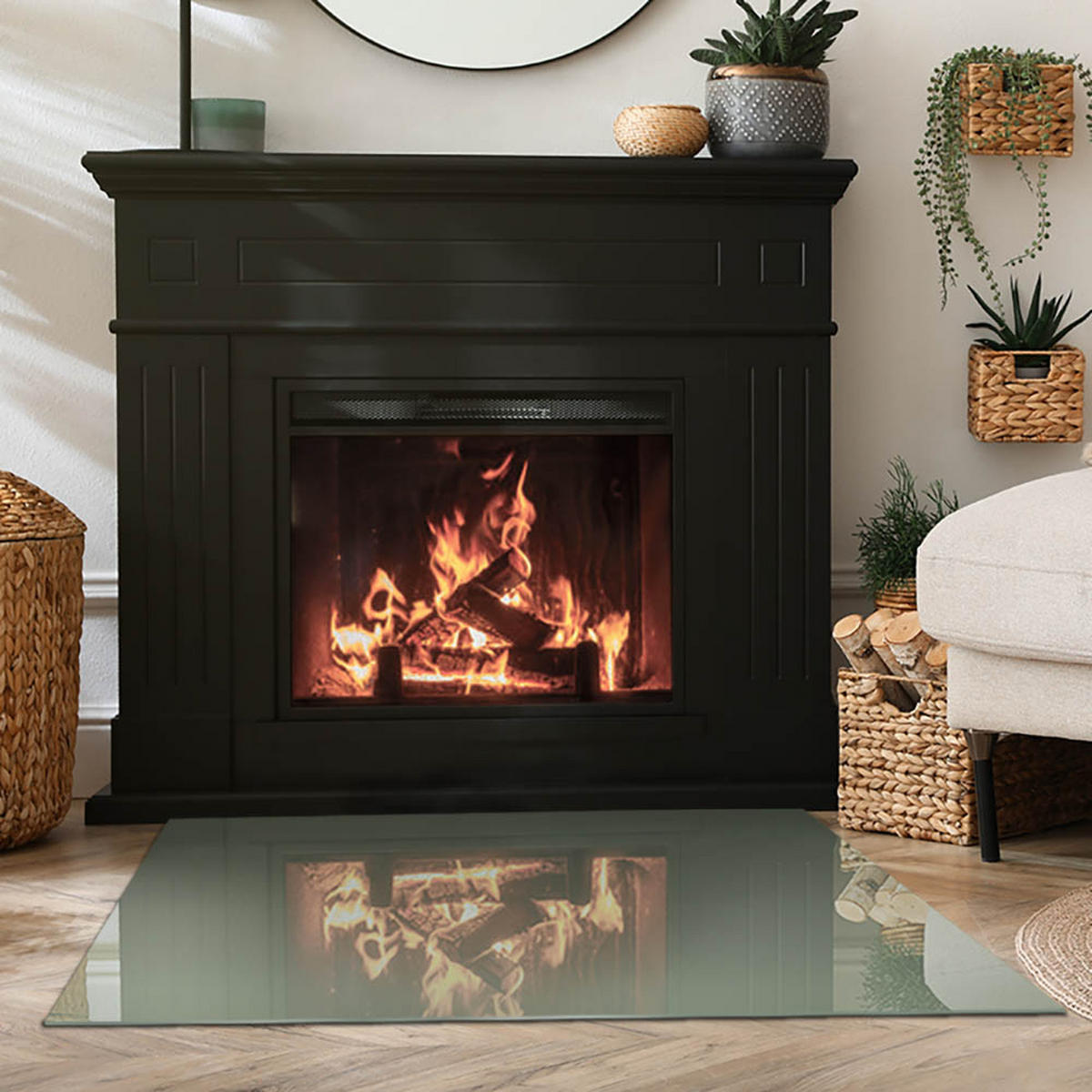 GLASPLATTE für Kamin 100x70 cm Grün - Grün, Glas (100/70/0.4cm) - ArtPrintCave