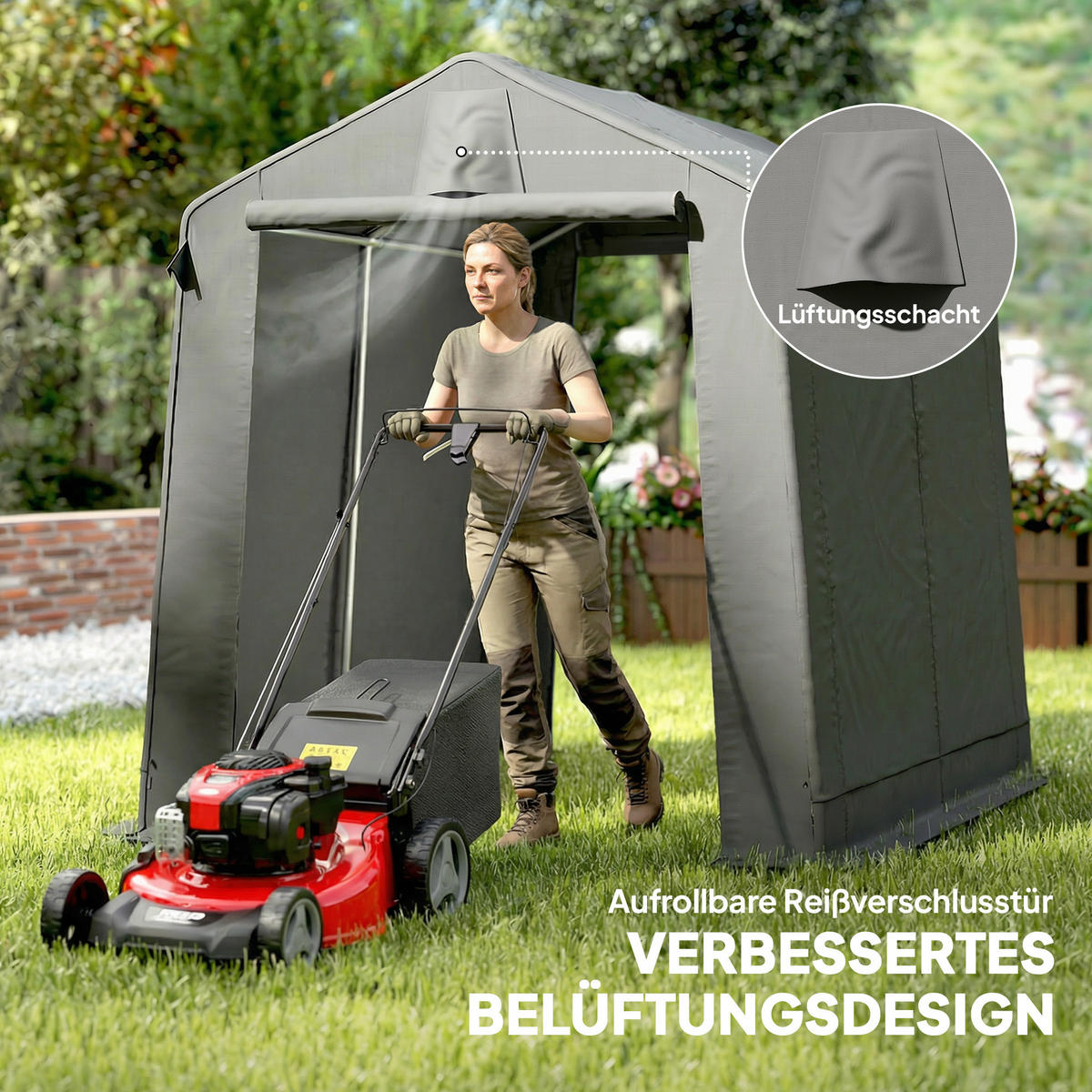 GARAGENZELT Polyester verzinkter Stahl Dunkelgrau - Dunkelgrau, Metall (190/220/230cm) - Outsunny