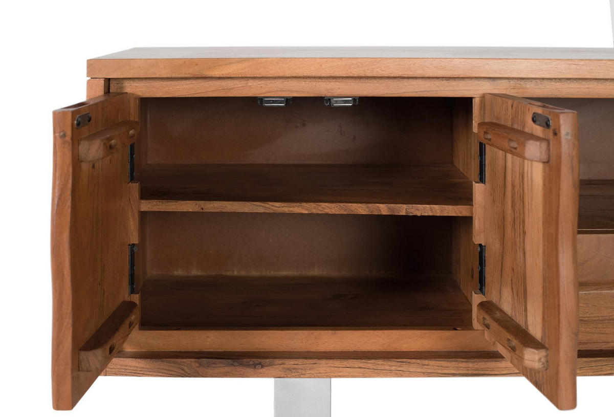 TV-SCHRANK aus natürlichem Akazienholz und silbernem Metall - Braun, Holz (170/56/40cm) - Giner y Colomer